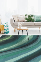 Load image into Gallery viewer, Watercolor Waves Citrus Green Rug