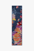 Load image into Gallery viewer, Watercolor Floral Navy Rug