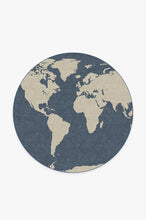 Load image into Gallery viewer, World Map Blue Rug