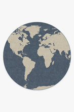 Load image into Gallery viewer, World Map Blue Rug