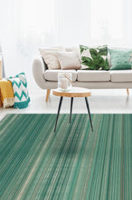 Load image into Gallery viewer, Coastal Linear Stripe Aqua Rug
