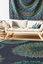 Load image into Gallery viewer, Floral Medallion Navy Rug
