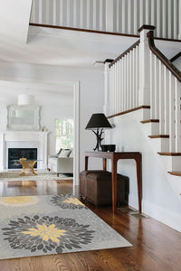 Floral Medallion Yellow Grey Rug