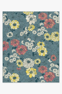 Floret Teal Blue Rug