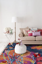 Load image into Gallery viewer, Watercolor Floral Navy Rug
