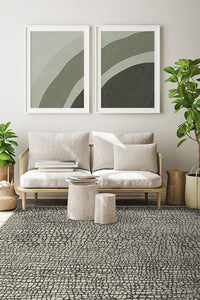 Crackle Black & White Rug