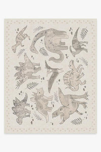 Dinosaur Parade Warm Grey Rug