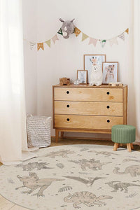 Dinosaur Parade Warm Grey Rug