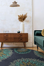 Load image into Gallery viewer, Floral Medallion Navy Rug
