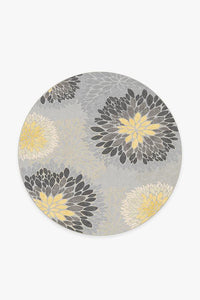 Floral Medallion Yellow Grey Rug