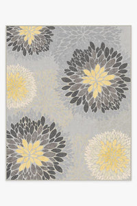 Floral Medallion Yellow Grey Rug
