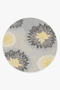 Floral Medallion Yellow Grey Rug