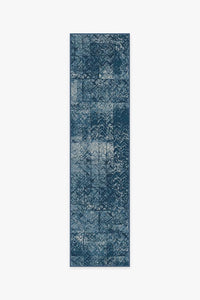 Herringbone Batik Ocean Blue Rug
