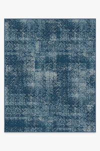 Herringbone Batik Ocean Blue Rug