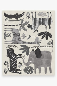 Jungle Safari Black & White Rug