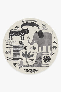 Jungle Safari Black & White Rug