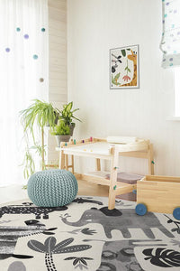 Jungle Safari Black & White Rug