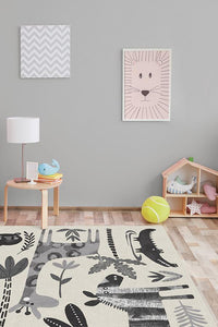Jungle Safari Black & White Rug