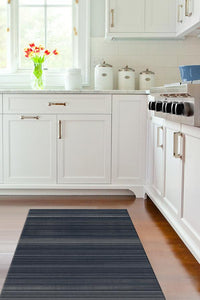 Linear Striped Navy Rug