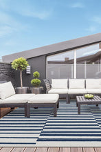 Load image into Gallery viewer, Outdoor Offset Stripe Navy Rug
