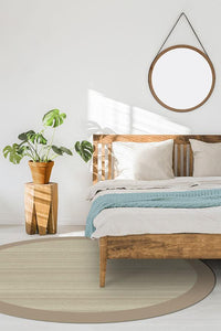 Solid Bordered Natural Rug